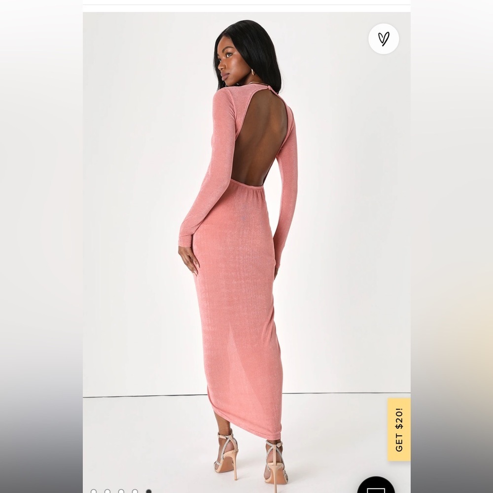 Lulus Major Icon Light Pink Long Sleeve Backless Bodycon Maxi Dress - Picture 4 of 5